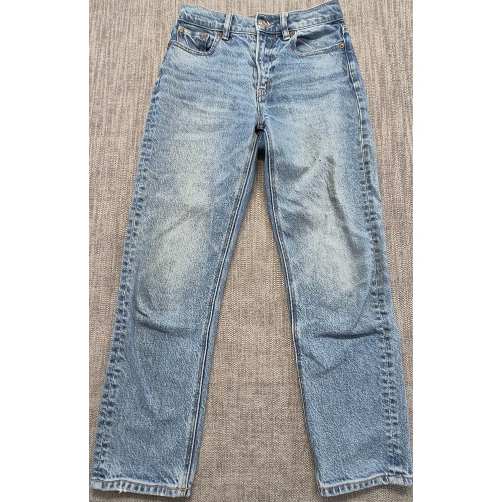 American Eagle Super High Rise Ankle Straight women's denim blue jeans 000 short